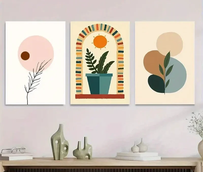 3pcs Abstract 3 Boho Style Paintings Wall Art Set Canvas Framed 40x60cm – High Quality Print 100% Australian Made Wall Canvas Ready to Hang