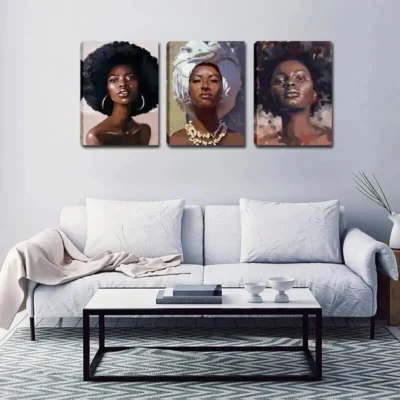 3pcs African Women Wall Art Set Canvas Framed 40x60cm - High Quality Print 100% Australian Made Wall Canvas Ready to Hang