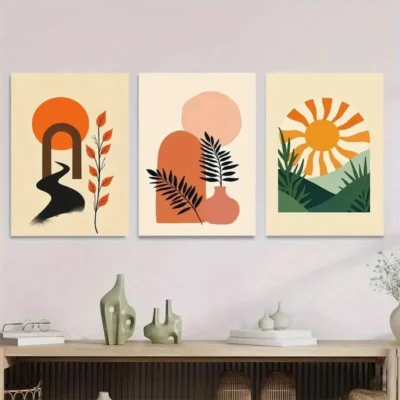 3pcs Modern Abstract 3 Boho Style Wall Art Set Canvas Framed 40x60cm - High Quality Print 100% Australian Made Wall Canvas Ready to Hang