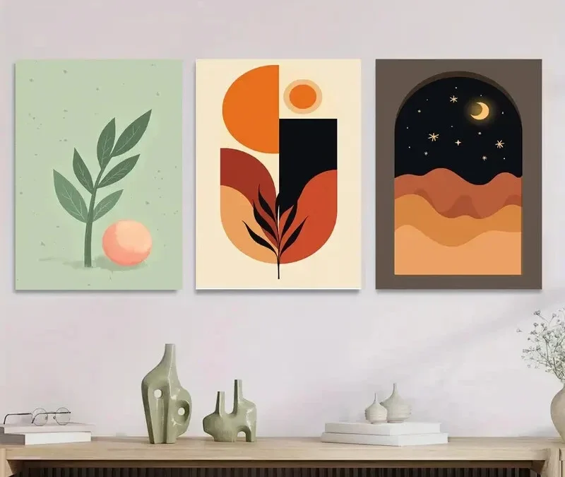 3pcs Modern Abstract Boho Style Nature Colorful Wall Art Set Canvas Framed 40x60cm – High Quality Print 100% Australian Made Wall Canvas Ready to Hang