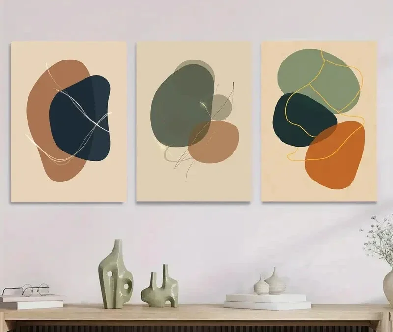 3pcs Abstract Modern Minimalist Wall Art Set Canvas Framed 40x60cm – High Quality Print 100% Australian Made Wall Canvas Ready to Hang