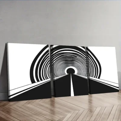 3pcs Tunnel black hole Wall Art Set Canvas Framed 40x60cm - High Quality Print 100% Australian Made Wall Canvas Ready to Hang