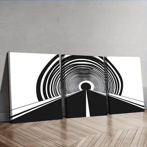 3pcs Tunnel black hole Wall Art Set Canvas Framed 40x60cm – High Quality Print 100% Australian Made Wall Canvas Ready to Hang