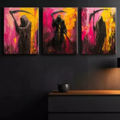 3pcs Grim reaper Canvas Framed 50x70cm- High Quality Print 100% Australian Made Wall Canvas Ready to Hang