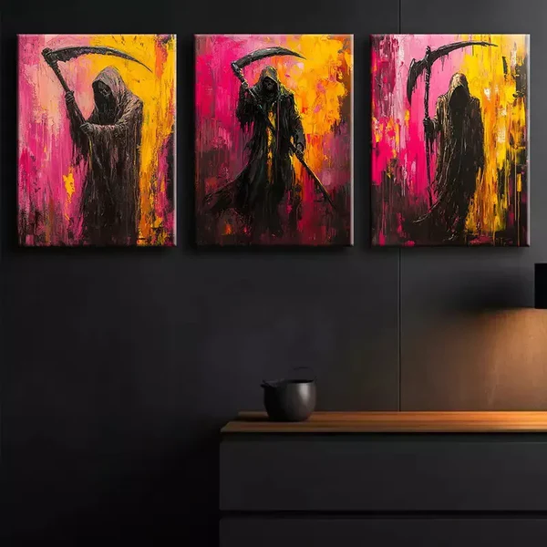 3pcs Grim reaper Canvas Framed 50x70cm- High Quality Print 100% Australian Made Wall Canvas Ready to Hang
