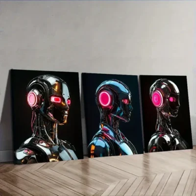 3pcs Astronauts on the moon (19) Wall Art Set Canvas Framed 40x60cm - High Quality Print 100% Australian Made Wall Canvas Ready to Hang
