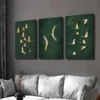 3pcs Featuring Cranes in Emerald Green Wall Art Set Canvas Framed 40x60cm - High Quality Print 100% Australian Made Wall Canvas Ready to Hang - Image 2