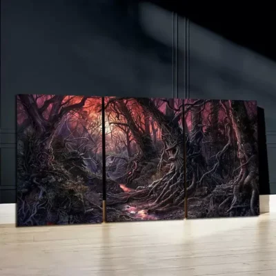 3pcs Enchanting Purple Forest Canvas Framed 50x70cm- High Quality Print 100% Australian Made Wall Canvas Ready to Hang