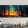 3pcs Vibrant Forest Fire Scenes Wall Art Set Canvas Framed 50x70cm - High Quality Print 100% Australian Made Wall Canvas Ready to Hang - Image 2