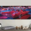 3pcs Vibrant Red & Blue Classic Cars in Night Wall Art Set Canvas Framed 50x70cm - High Quality Print 100% Australian Made Wall Canvas Ready to Hang - Image 3