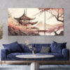 3pcs Chinese Temple Scenery Painting Style Canvas Framed 40x60cm - High Quality Print 100% Australian Made Wall Canvas Ready to Hang - Image 2