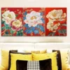 3pcs Peony flower painting Wall Art Set Canvas Framed 50x70cm - High Quality Print 100% Australian Made Wall Canvas Ready to Hang - Image 3