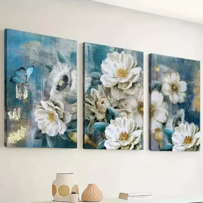 3pcs Retro Abstract Floral and Natural Scenery Canvas Framed 50x70cm- High Quality Print 100% Australian Made Wall Canvas Ready to Hang