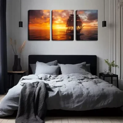 3pcs Vibrant Seascape Painting Wall Art Set Canvas Framed 40x60cm - High Quality Print 100% Australian Made Wall Canvas Ready to Hang