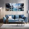 3pcs Small Streams In The Mountains Wall Art Set Canvas Framed 40x60cm - High Quality Print 100% Australian Made Wall Canvas Ready to Hang - Image 3