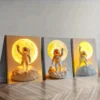 3pcs -Toy Astronauts on the Moon Wall Art Set Canvas Framed 50x70cm - High Quality Print 100% Australian Made Wall Canvas Ready to Hang