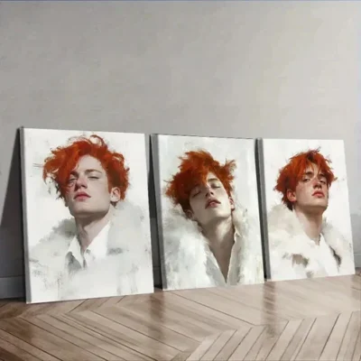3pcs Featuring a Man with Red Hair. Wall Art Set Canvas Framed 50x70cm - High Quality Print 100% Australian Made Wall Canvas Ready to Hang