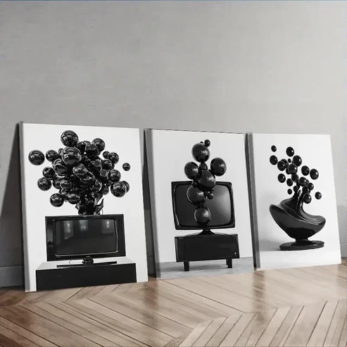 3pcs Many Floating Spheres Wall Art Set Canvas Framed 50x70cm – High Quality Print 100% Australian Made Wall Canvas Ready to Hang