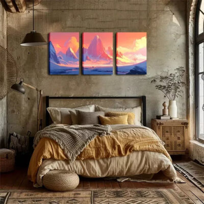 3pcs Magnificent Snow Mountain Wall Art Set Canvas Framed 40x60cm - High Quality Print 100% Australian Made Wall Canvas Ready to Hang