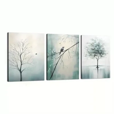 3pcs Modern Blue Nature Wall Art Set Canvas Framed 50x70cm - High Quality Print 100% Australian Made Wall Canvas Ready to Hang