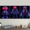 3pcs Modern Neon Robot Design, Wall Art Set Canvas Framed 50x70cm - High Quality Print 100% Australian Made Wall Canvas Ready to Hang - Image 3