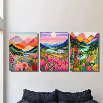 3pcs Gorgeous lakes and mountains, landscape Wall Art Set Canvas Framed 50x70cm - High Quality Print 100% Australian Made Wall Canvas Ready to Hang