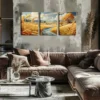 3pcs Vibrant Countryside Stream & Golden Wheat Wall Art Set Canvas Framed 40x60cm - High Quality Print 100% Australian Made Wall Canvas Ready to Hang - Image 3