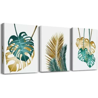 3pcs Abstract Painting Leaf Canvas Framed 50x70cm- High Quality Print 100% Australian Made Wall Canvas Ready to Hang