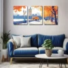 3pcs Romantic Autumn London Street Wall Art Set Canvas Framed 40x60cm - High Quality Print 100% Australian Made Wall Canvas Ready to Hang - Image 3