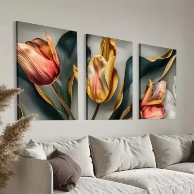 3pcs Mid Century Modern Sage Green Canvas Framed 50x70cm- High Quality Print 100% Australian Made Wall Canvas Ready to Hang