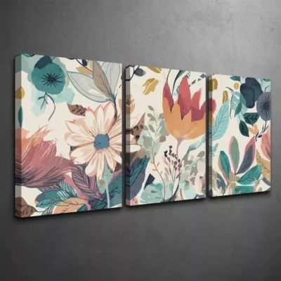 3pcs Botanical Colorful Flower Canvas Framed 50x70cm- High Quality Print 100% Australian Made Wall Canvas Ready to Hang