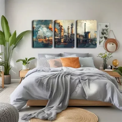 3pcs During The Industrial Revolution, Wall Art Set Canvas Framed 40x60cm - High Quality Print 100% Australian Made Wall Canvas Ready to Hang