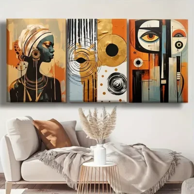 3pcs Abstract Modern African Boho Painting Canvas Framed 50x70cm- High Quality Print 100% Australian Made Wall Canvas Ready to Hang