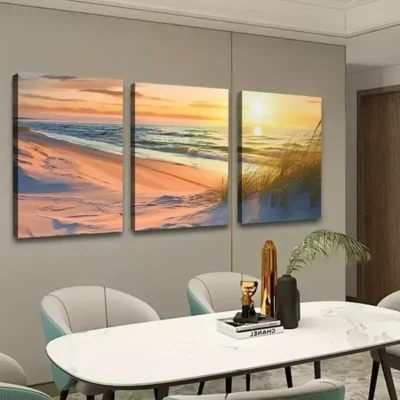 3pcs Sunset Beach Canvas Framed 50x70cm- High Quality Print 100% Australian Made Wall Canvas Ready to Hang
