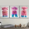 3pcs Pink Highland Cattle Wall Art Set Canvas Framed 50x70cm - High Quality Print 100% Australian Made Wall Canvas Ready to Hang - Image 3