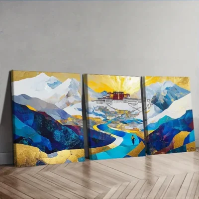 3pcs Featuring The Potala Palace Wall Art Set Canvas Framed 40x60cm - High Quality Print 100% Australian Made Wall Canvas Ready to Hang