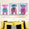 3pcs Pink Highland Cattle Wall Art Set Canvas Framed 50x70cm - High Quality Print 100% Australian Made Wall Canvas Ready to Hang - Image 2