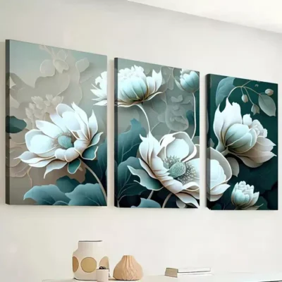 3pcs Featuring Abstract Floral Stunning Print Wall Art Set Canvas Framed 40x60cm - High Quality Print 100% Australian Made Wall Canvas Ready to Hang