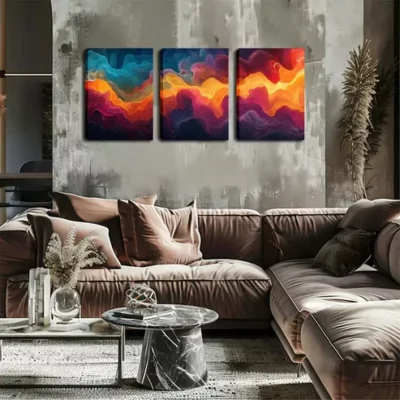 3pcs Abstract Patterns, Cloud and Light Wall Art Set Canvas Framed 40x60cm - High Quality Print 100% Australian Made Wall Canvas Ready to Hang