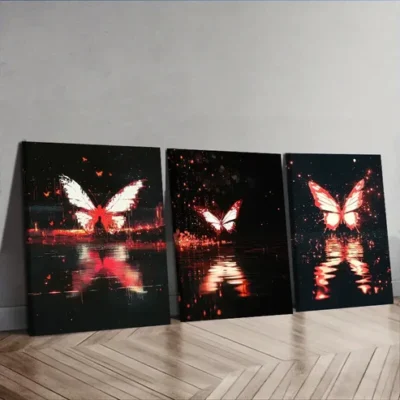 3pcs Butterfly fault art (7) Wall Art Set Canvas Framed 50x70cm - High Quality Print 100% Australian Made Wall Canvas Ready to Hang