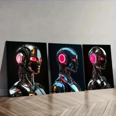 3pcs Astronauts on the moon (19) Wall Art Set Canvas Framed 50x70cm - High Quality Print 100% Australian Made Wall Canvas Ready to Hang