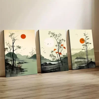 3pcs Abstract Forest Landscape Canvas Framed 50x70cm- High Quality Print 100% Australian Made Wall Canvas Ready to Hang