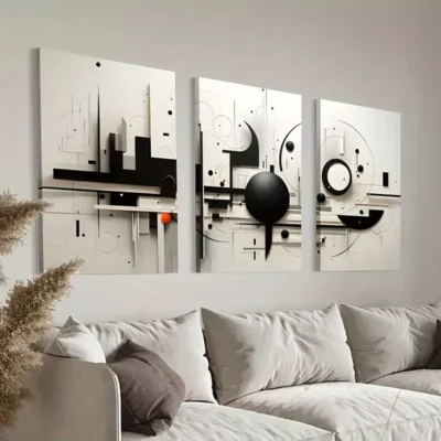 3pcs d Striking Modern Geometric Canvas Framed 50x70cm- High Quality Print 100% Australian Made Wall Canvas Ready to Hang
