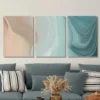 3pcs Swirling Brown & Turquoise Lines Wall Art Set Canvas Framed 40x60cm - High Quality Print 100% Australian Made Wall Canvas Ready to Hang - Image 2