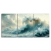 Big Ocean Wave 3 Piece Painting Canvas Framed 50x70cm- High Quality Print 100% Australian Made Wall Canvas Ready to Hang - Image 2