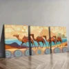 3pcs Decor with Camels, Dunes & Sunset Wall Art Set Canvas Framed 50x70cm - High Quality Print 100% Australian Made Wall Canvas Ready to Hang