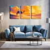 3pcs Vibrant Desert Camel Triptych Wall Art Set Canvas Framed 40x60cm - High Quality Print 100% Australian Made Wall Canvas Ready to Hang - Image 2