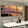 3pcs Sunset Palm Tree View Canvas Framed 50x70cm- High Quality Print 100% Australian Made Wall Canvas Ready to Hang