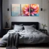 3pcs A Pink Flower Wall Art Set Canvas Framed 40x60cm - High Quality Print 100% Australian Made Wall Canvas Ready to Hang