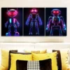 3pcs Modern Neon Robot Design, Wall Art Set Canvas Framed 50x70cm - High Quality Print 100% Australian Made Wall Canvas Ready to Hang - Image 2